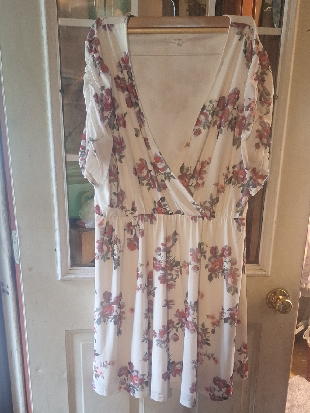 Maurices Cream Dress with Pink Floral Print